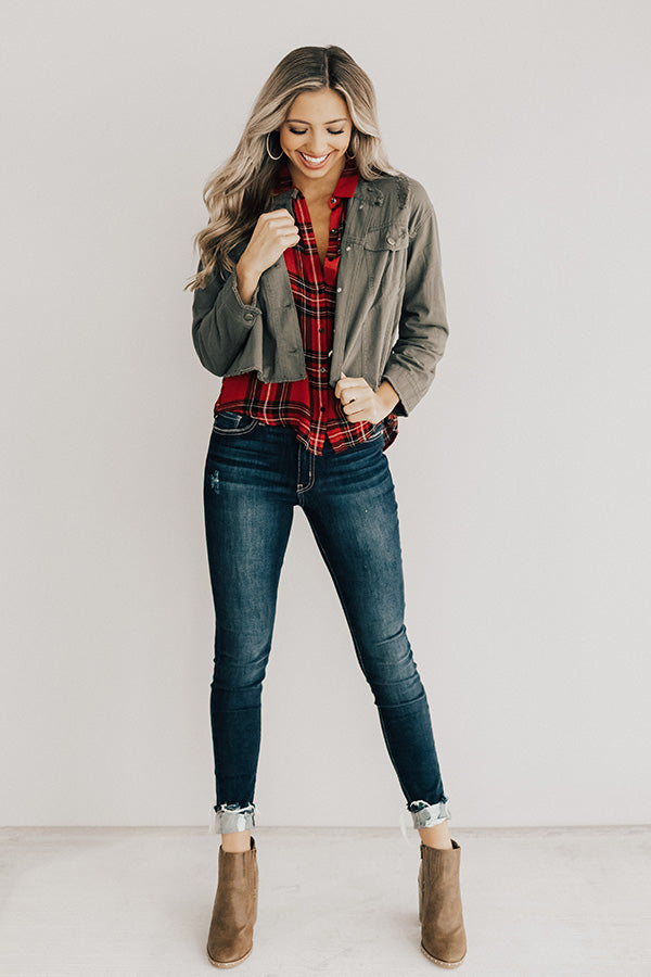 Chill And Kisses Lightweight Jacket in Olive Image - 3