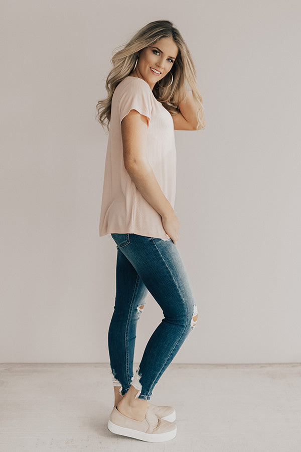 Criss Cross Crushing Shift Tee in Pink Image - 4
