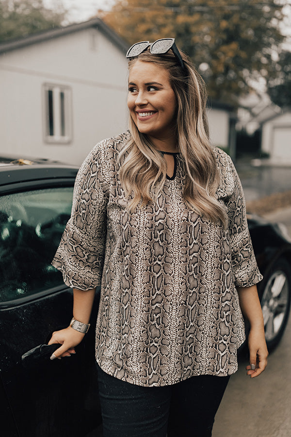 Camera Flashes Snake Print Shift Top  Curves Image - 1