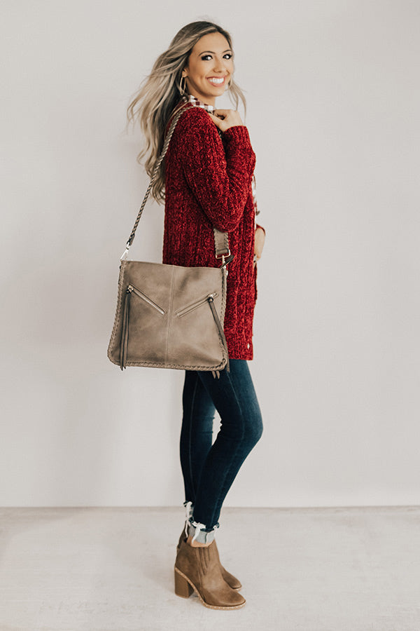 Talk Cozy To Me Chenille Cardigan in Wine Image - 3