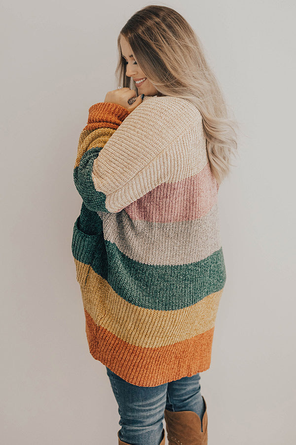 Making Magic Color Block Chenille Cardigan in Birch Curves Image - 1