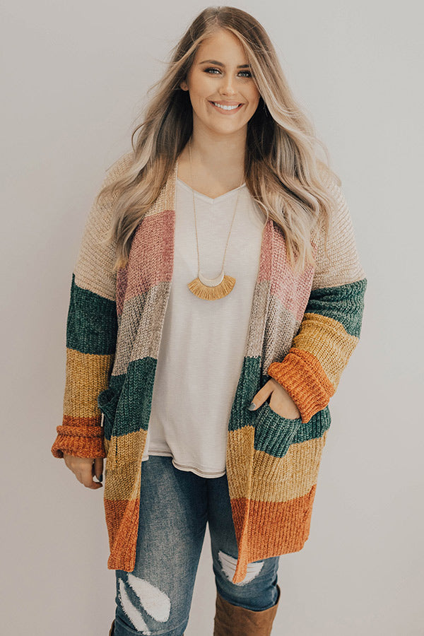 Making Magic Color Block Chenille Cardigan in Birch Curves Image - 1