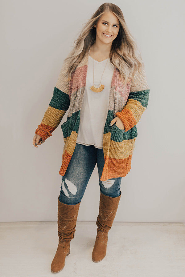 Making Magic Color Block Chenille Cardigan in Birch Curves Image - 1