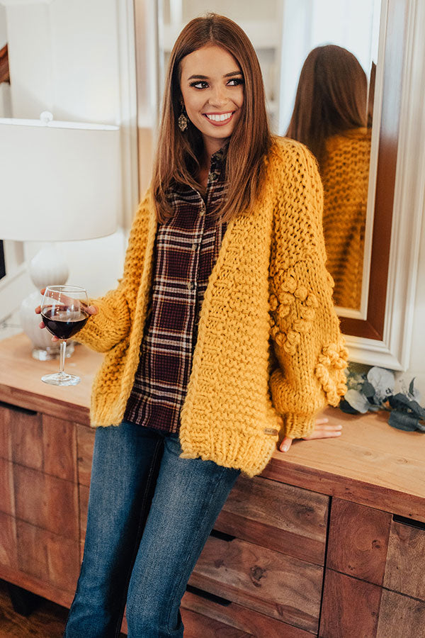 Sugar And Cinnamon Hand-Knit Cardigan In Marigold Image - 3