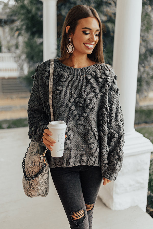 Falling In Love Hand-Knit Sweater In Slate