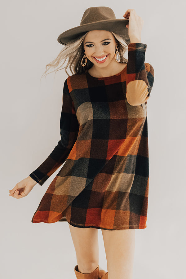 Hey Sugar Plum Buffalo Check Sweater Dress Image - 4