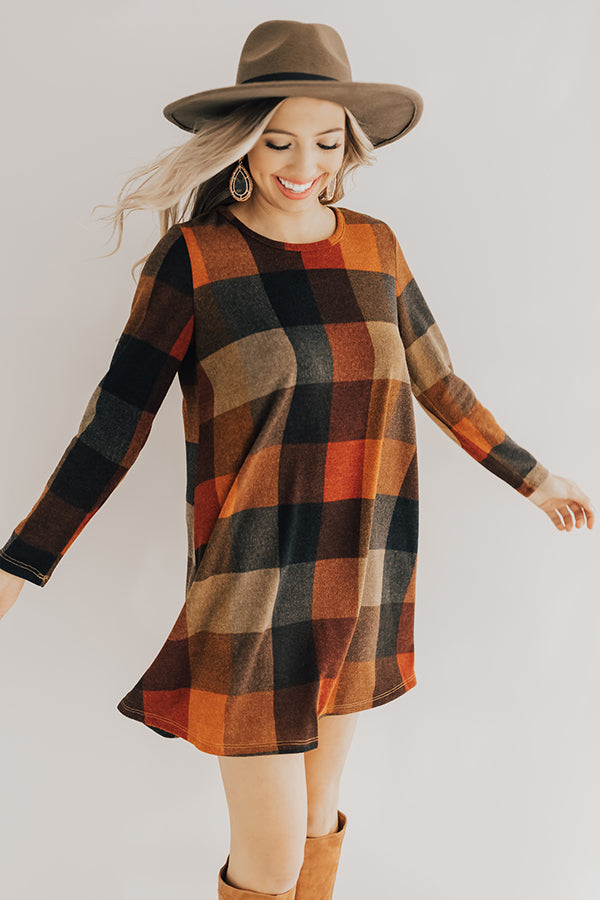 Hey Sugar Plum Buffalo Check Sweater Dress Image - 3