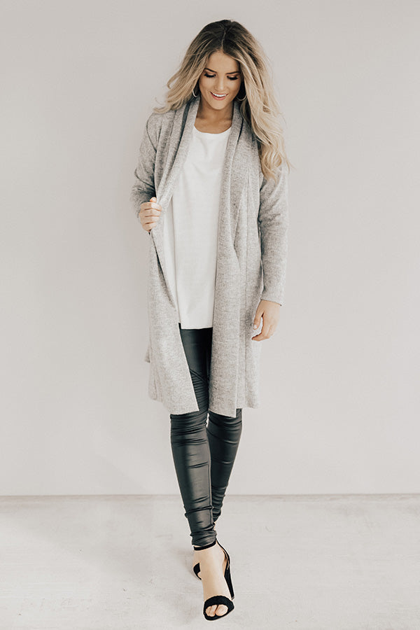 She's Fashionably Late Cardigan In Grey