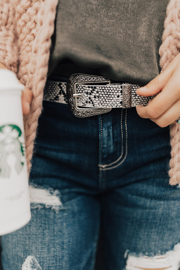 Southwest Sweetness Snake Print Belt in White
