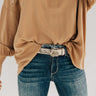 Charmed And Dangerous Snake Print Belt In Gold Image - 1