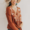 Call It Fall Embroidered Waffle Knit Top In Rust Image - 1