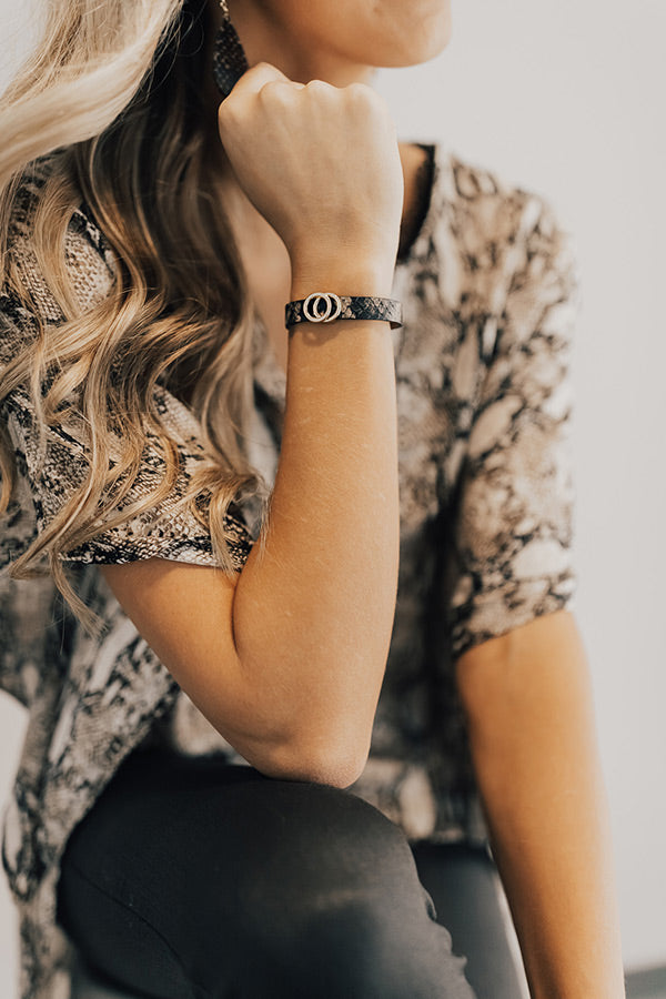 Low Key Obsessed Snake Print Bracelet In Black Image - 2
