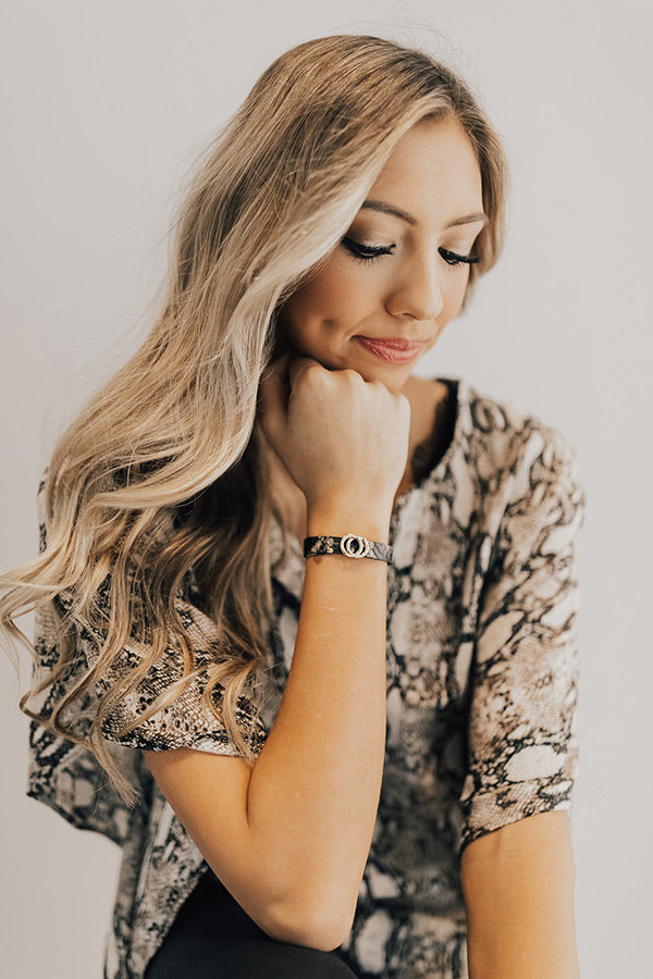 Low Key Obsessed Snake Print Bracelet In Black Image - 1