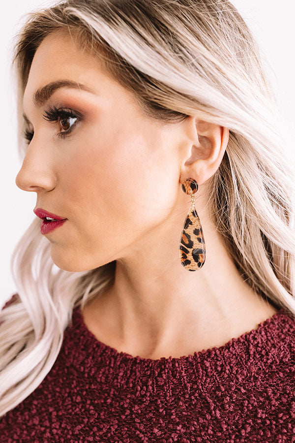 Casually Crushing Leopard Earrings In Brown