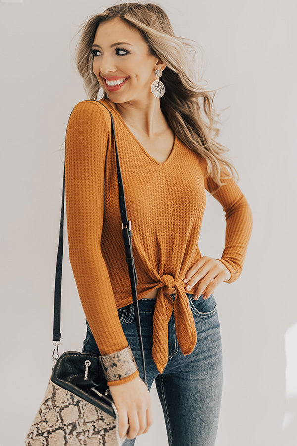 Perfect Match Waffle Knit Tie Top Image - 1