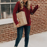 Keep It Cool Quilted Shift Sweater in Wine Image - 1
