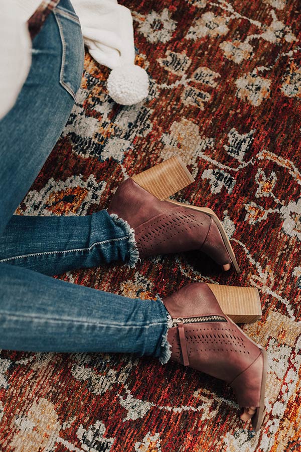 The Baylor Faux Leather Peep Toe Bootie in Windsor Wine Image - 1