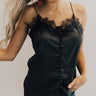 Sipping Champagne Satin Tank in Black Image - 1