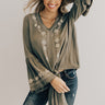 Leap Of Faith Embroidered Top in Sage Image - 1
