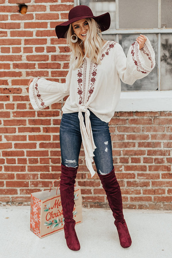 Leap Of Faith Embroidered Top in Cream