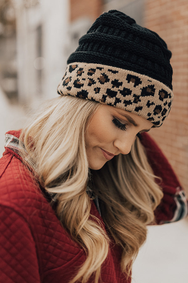 Spotted In The City Leopard Beanie In Black