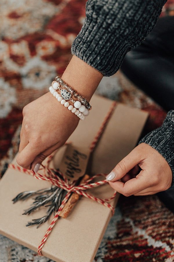 Love List Semi Precious Bracelet Set In Natural