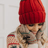 Wish list Faux Fur Pom Beanie In Red Image - 1