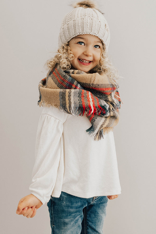 Children's CC Faux Fur Pom Beanie In Stone Image - 2