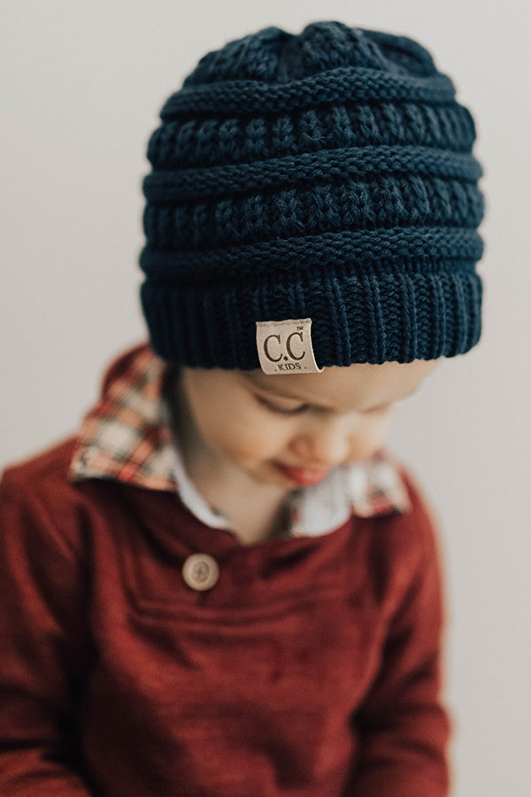 Children's CC Beanie In Cobalt Image - 2