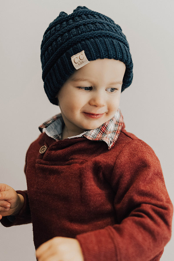 Children's CC Beanie In Cobalt Image - 1