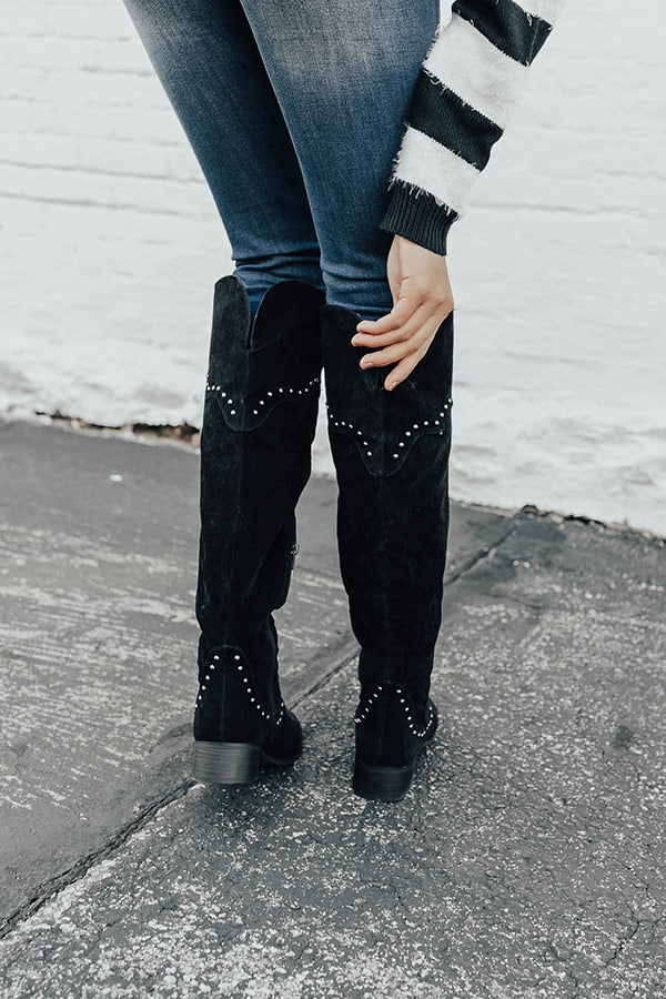 The Aiden Over The Knee Boot In Black Image - 3