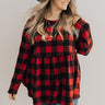 Mistletoe Kisses Buffalo Check Babydoll Top Image - 1