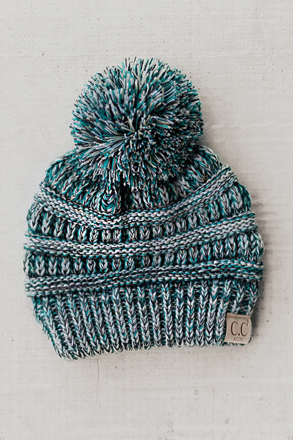 Children's CC Two Tone Beanie In Turquoise Image - 1