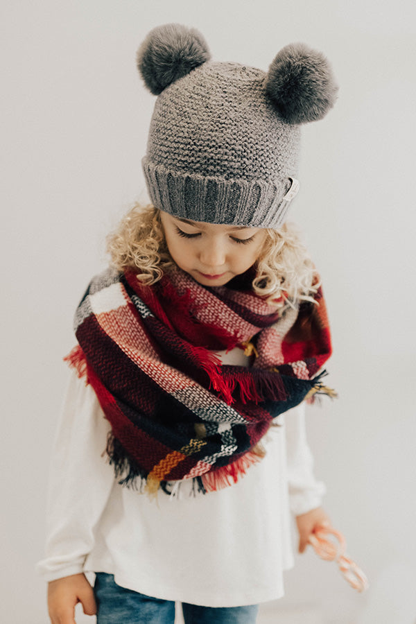Children's CC Pom-Pom Beanie In Dark Grey