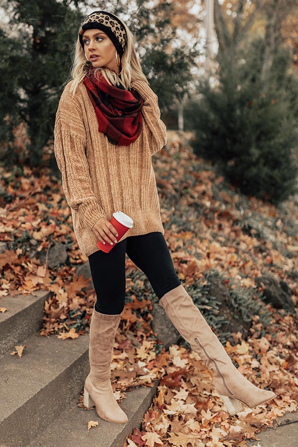 Cozy On My Mind Chenille Tunic Sweater in Iced Mocha