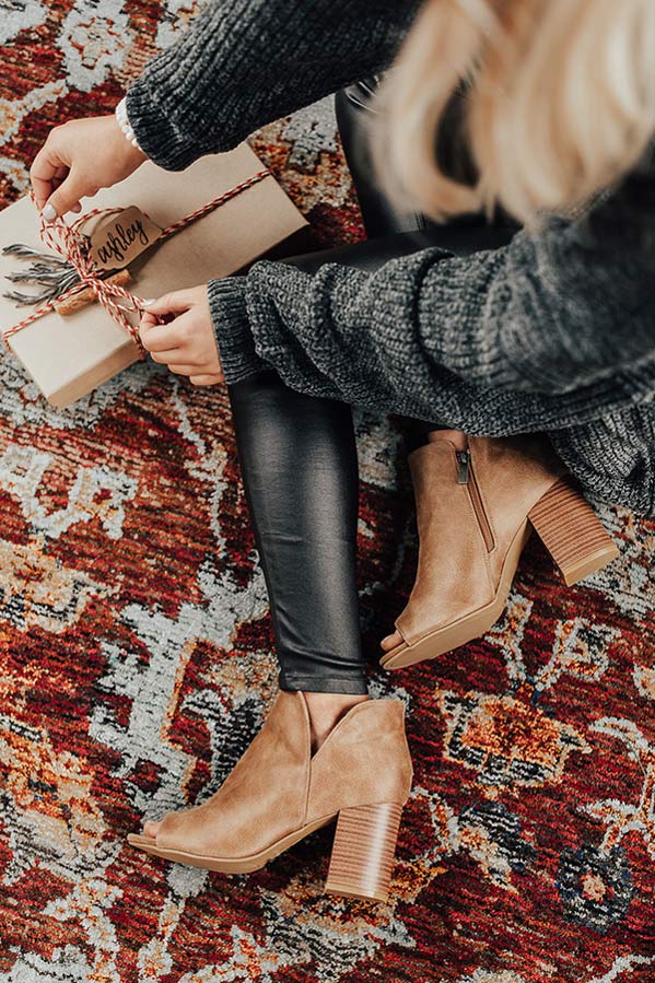 The Henley Peep Toe Bootie In Tan