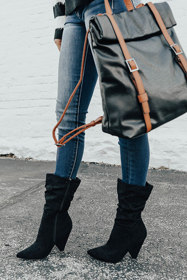 The Rose Faux Suede Boot In Black Image - 4