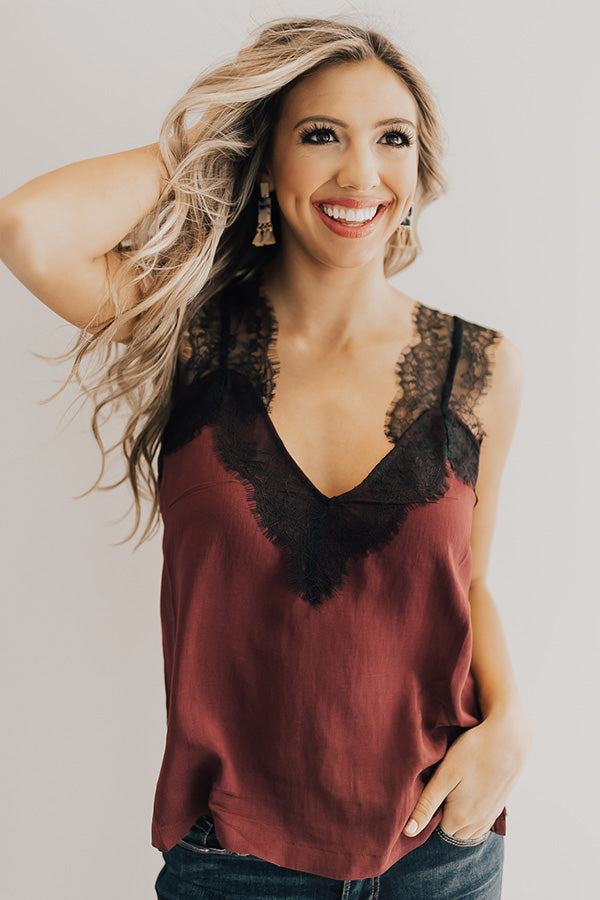 Weekend Luxe Lace Shift Tank in Merlot Image - 1