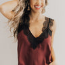 Weekend Luxe Lace Shift Tank in Merlot Image - 1