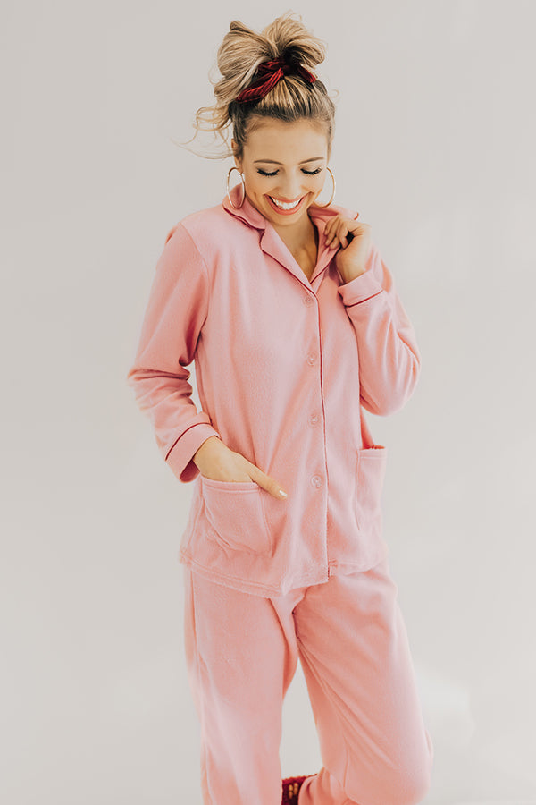 Snuggle Season Micro Fleece Pajama Set in Pink Image - 2