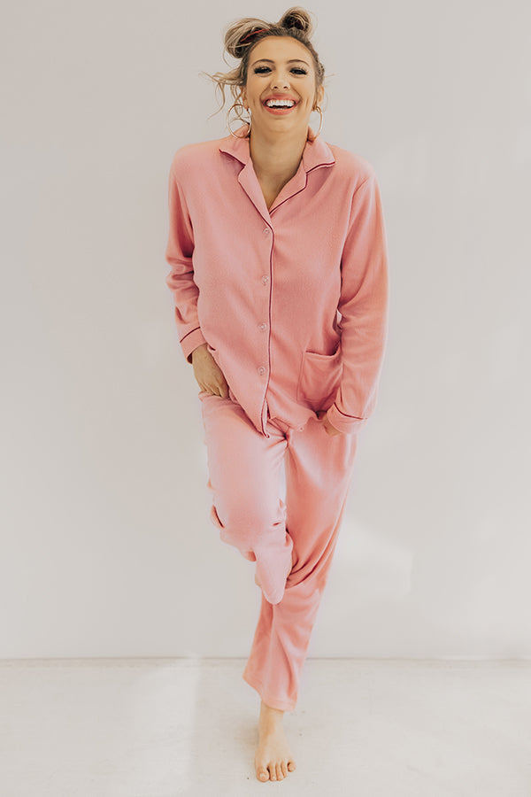 Snuggle Season Micro Fleece Pajama Set in Pink Image - 4