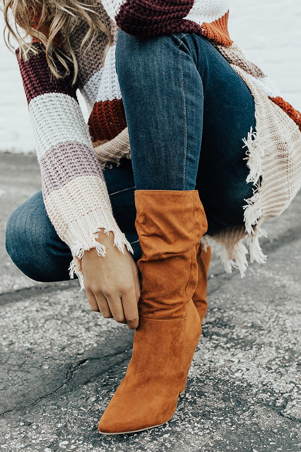 The Rose Faux Suede Boot In Camel Image - 2