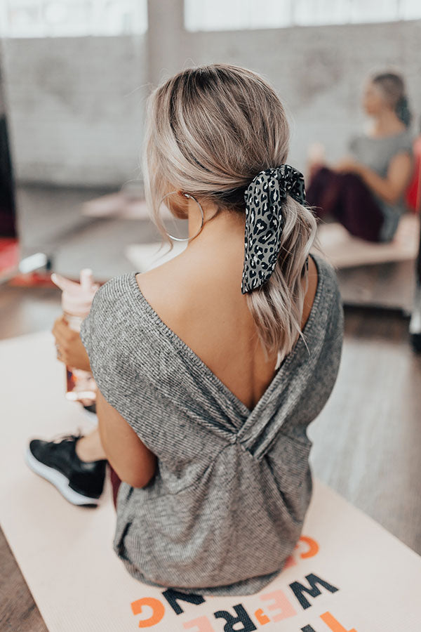 Tied And True Leopard Scrunchie In Dark Grey