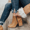 The Baylor Faux Leather Peep Toe Bootie In Khaki Image - 1