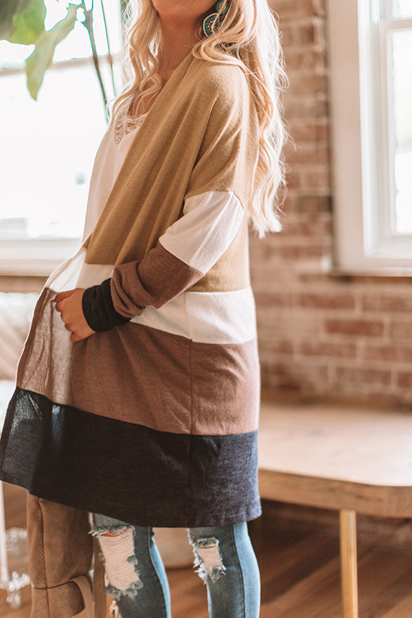 Chill Night Breeze Color Block Cardigan Image - 1