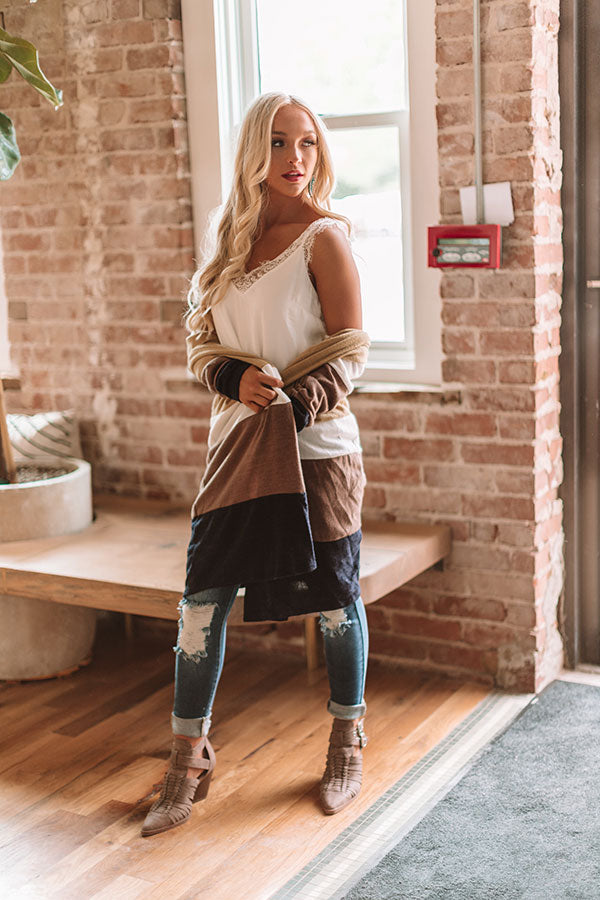 Chill Night Breeze Color Block Cardigan Image - 1