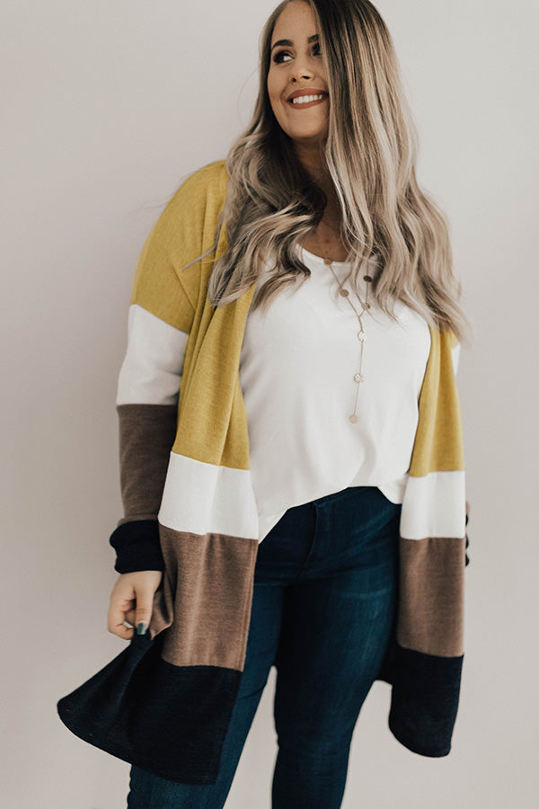 Chill Night Breeze Color Block Cardigan Curves Image - 1