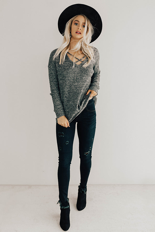 Feeling Phenomenal Waffle Knit Top in Charcoal