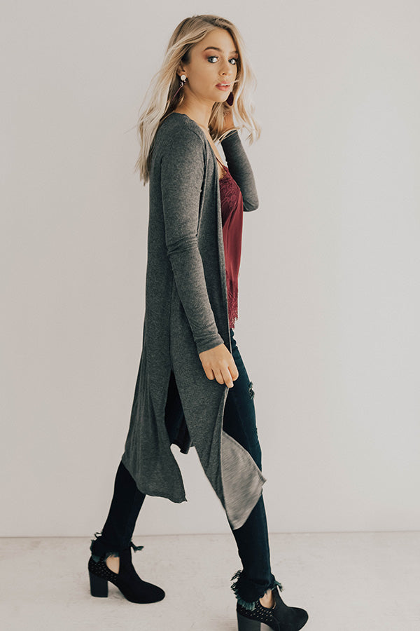 Wine In The City Duster Cardigan in Charcoal Image - 4