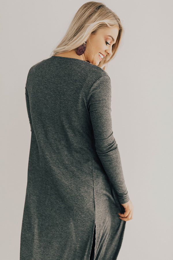 Wine In The City Duster Cardigan in Charcoal Image - 5
